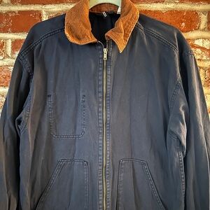 H&M Dark Blue Jacket with Tan Collar